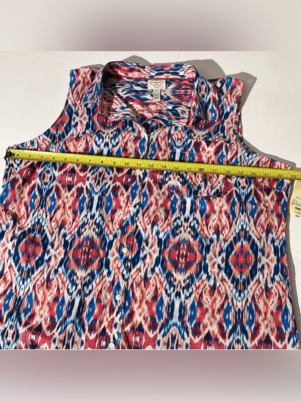 St. John's Bay classic shirt shell tank top multi red summer womens XL NEW! - Picture 4 of 5